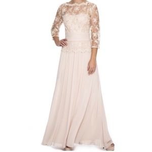EMMA STREET A-Line Embellished Bateau Neck Chiffon Dress, Champagne, Size 14,